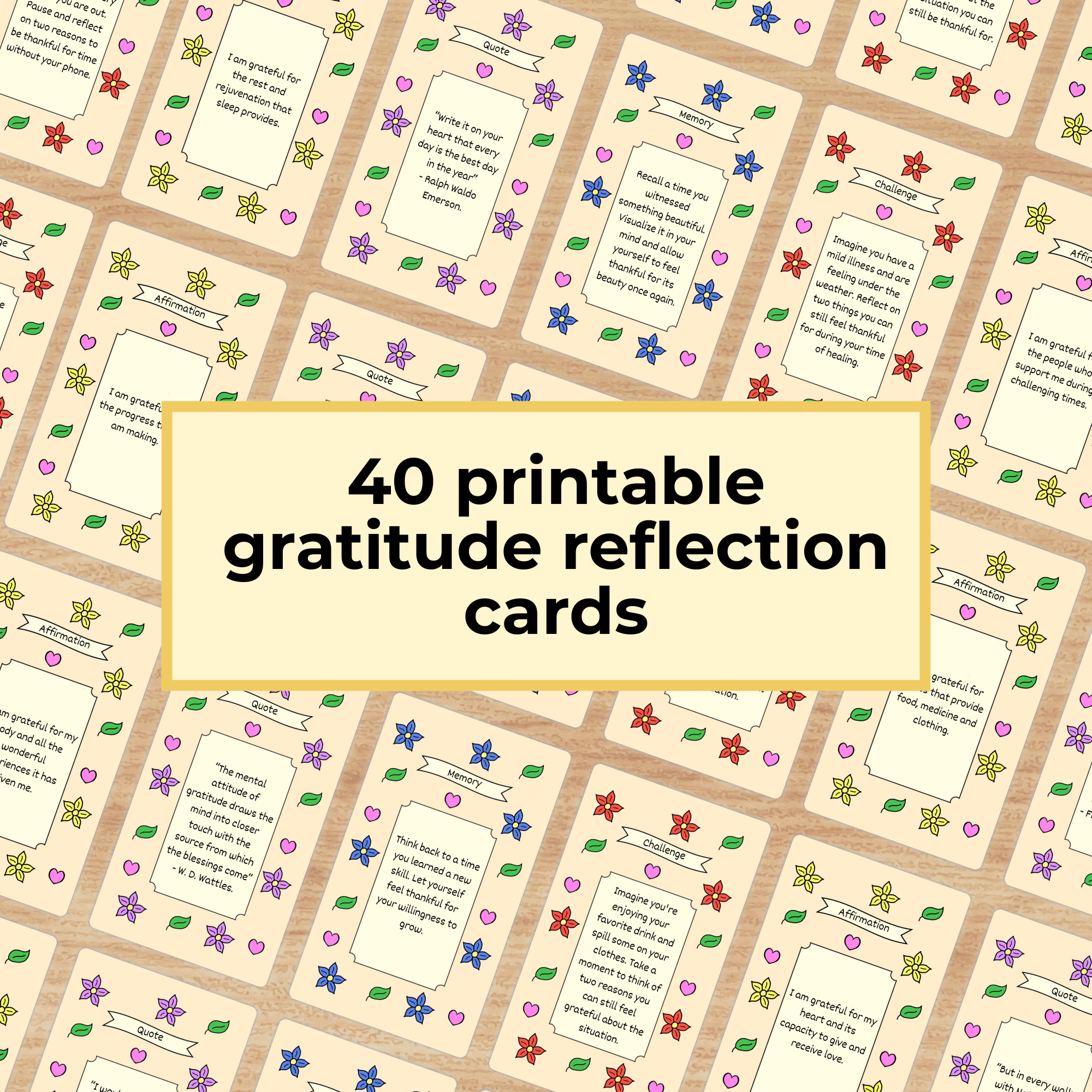 40 Printable Gratitude Reflection Cards.