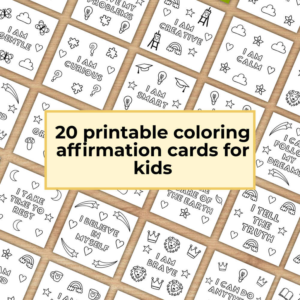 20 Printable Coloring Affirmation Cards for Kids